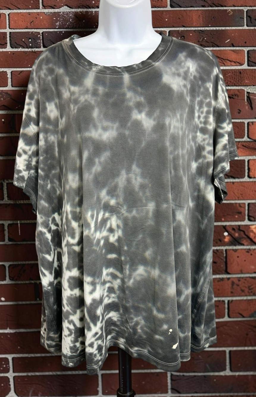 Lululemon All Yours Cotton T-Shirt Sz 12 Marmoleado Tie Dye Graphite Gray Tee